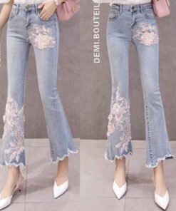 Korean spring and autumn three-dimensional flower jeans | 1080