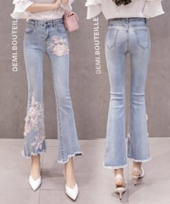 Korean spring and autumn three-dimensional flower jeans | 1080 - Image 3