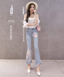 Korean spring and autumn three-dimensional flower jeans | 1080 - Image 8