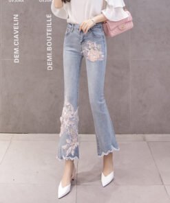 Korean spring and autumn three-dimensional flower jeans | 1080 - Image 4