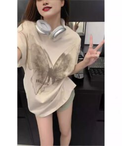 Cotton Back Hemming Short Sleeve T-shirt Printed | 1008 - Image 4