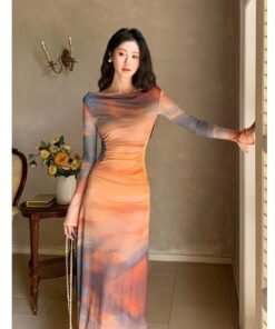 light mature royal sister style all kinds of sexy swing collar dress slim waist long skirt | 1038 - Image 6