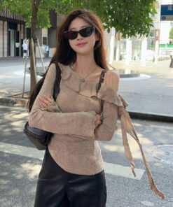 pure desire long-sleeved T-shirt with ruffles | 1074 - Image 9