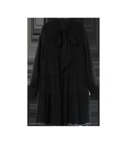 Long Sleeve Mid-Length Non-Elastic Women's Pleated Dress | 1001 - Image 5