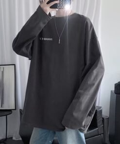 loose round neck couple bottoming shirt | 1088 - Image 3