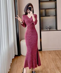 Thirteen Lines of Quality Goddess Temperament High-Grade Dress Fishtail Dress Rhinestone Socialite High-End Dress 5316 | 1003 - Image 16