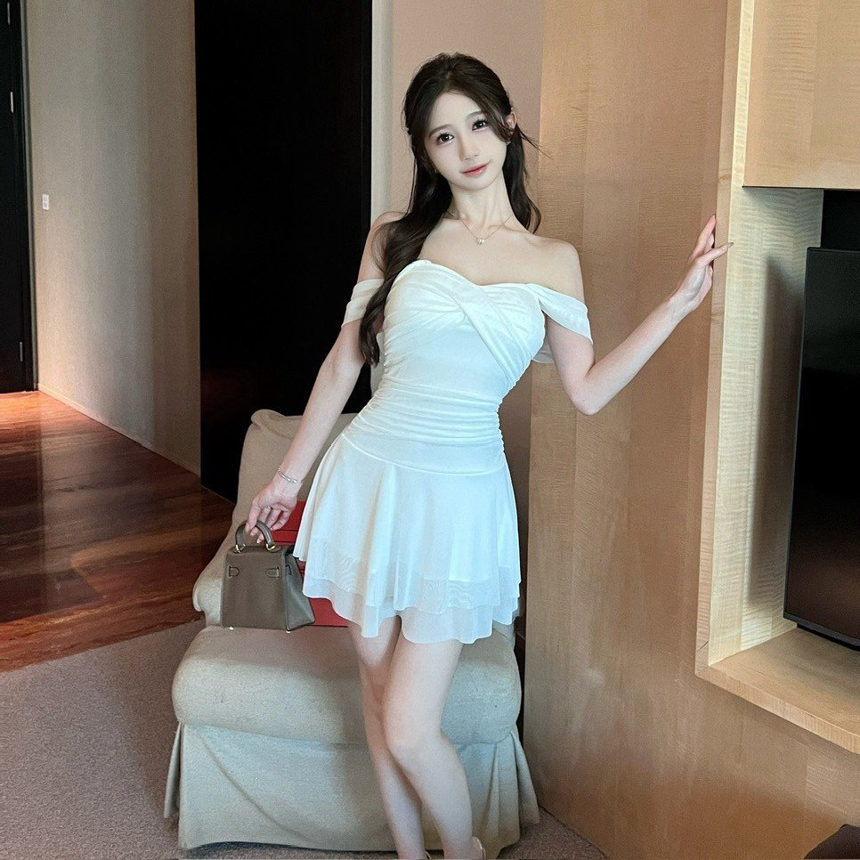 women's low-cut mesh candy-colored ruffled backless slim dress | 1039 - Image 6