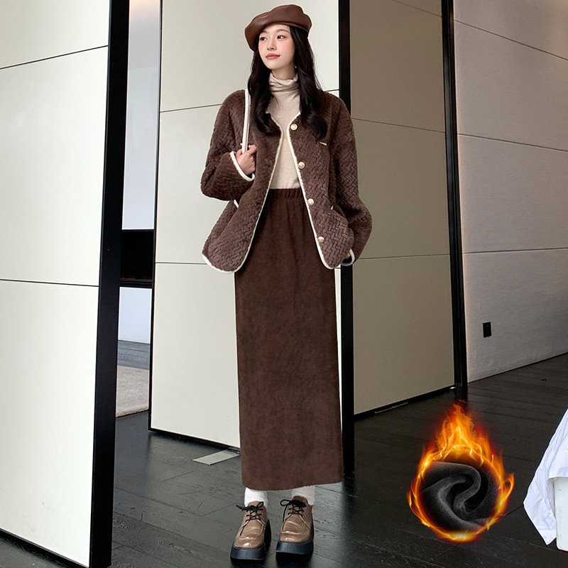 women's autumn and winter thickened knitted hip skirt mid-length back slit lazy style long skirt | 1044 - Image 70