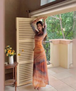 light mature royal sister style all kinds of sexy swing collar dress slim waist long skirt | 1038 - Image 4