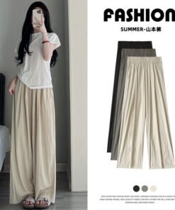 Yamamoto pants ice silk high waist drape casual wide leg pants  | 1045
