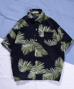 men's beach shirt surfing coconut tree short-sleeved floral shirt cotton | 1034 - Image 23