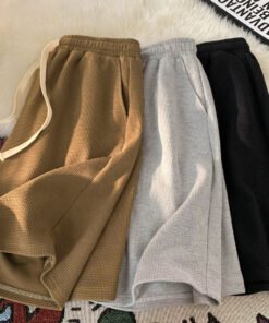 Waffle shorts men's summer thin new loose casual sports trendy beach American style five-point pants | 1035