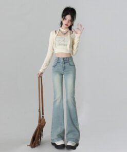 light blue flared jeans for women | 1083 - Image 6