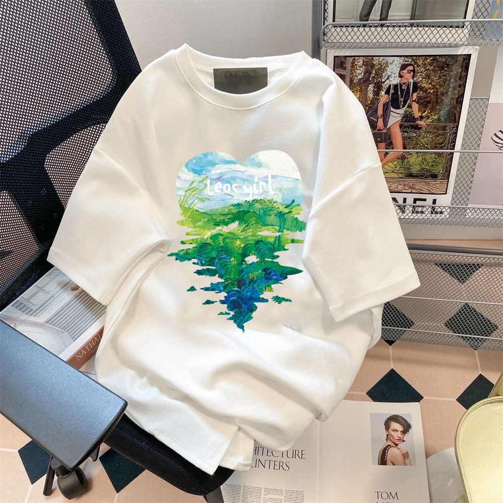 Short-sleeved T-shirt couple covering flesh loose temperament T-shirt | 1053 - Image 69