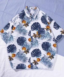 men's beach shirt surfing coconut tree short-sleeved floral shirt cotton | 1034 - Image 29
