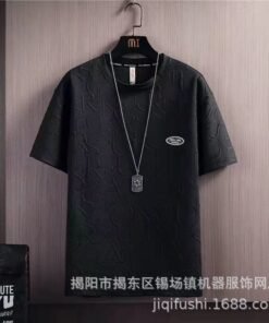 trendy all-match solid color casual short-sleeved T-shirt waffle top Korean style | 1054 - Image 31