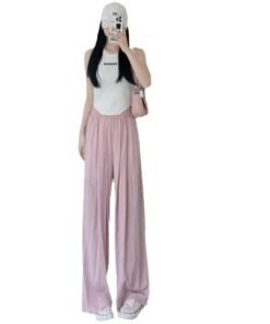 Yamamoto pants ice silk high waist drape casual wide leg pants  | 1045 - Image 5