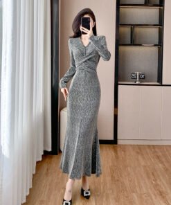 Thirteen Lines of Quality Goddess Temperament High-Grade Dress Fishtail Dress Rhinestone Socialite High-End Dress 5316 | 1003 - Image 3