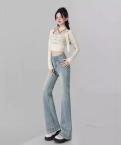 light blue flared jeans for women | 1083 - Image 4
