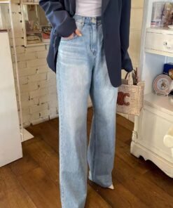 Love Heart Print Design Distressed Drape Wide Leg Washed Jeans | 1081 - Image 3