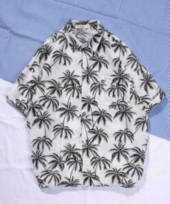 men's beach shirt surfing coconut tree short-sleeved floral shirt cotton | 1034 - Image 55