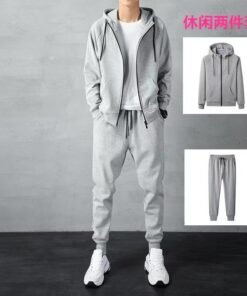 casual sports suit men's loose large size cardigan sweater daily simple zipper suit two-piece trousers | 1024 - Image 33