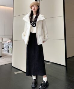 women's autumn and winter thickened knitted hip skirt mid-length back slit lazy style long skirt | 1044 - Image 6