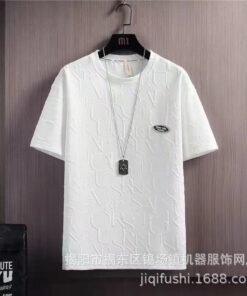 trendy all-match solid color casual short-sleeved T-shirt waffle top Korean style | 1054 - Image 25