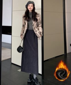 women's autumn and winter thickened knitted hip skirt mid-length back slit lazy style long skirt | 1044 - Image 66