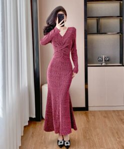 Thirteen Lines of Quality Goddess Temperament High-Grade Dress Fishtail Dress Rhinestone Socialite High-End Dress 5316 | 1003 - Image 11