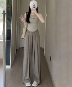 Yamamoto pants ice silk high waist drape casual wide leg pants  | 1045 - Image 13