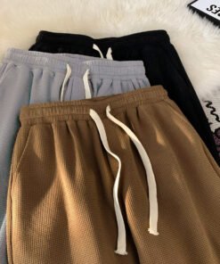 Alternative view of Waffle shorts men's summer thin new loose casual sports trendy beach American style five-point pants | 1035