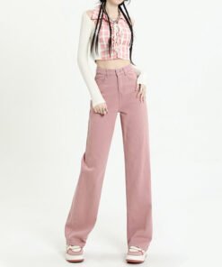 new style high waist slim loose straight drape mopping narrow wide leg pants | 1048 - Image 8