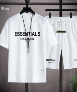 FEAR OF GOD DOUBLE LINE ESSENTIALS WAFFLE T SHORTS TWO-PIECE SET MEN'S SUMMER NEW STYLE WHOLESALE | 1015 - Image 4