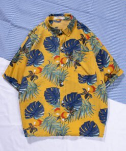 men's beach shirt surfing coconut tree short-sleeved floral shirt cotton | 1034 - Image 38