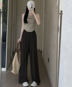Yamamoto pants ice silk high waist drape casual wide leg pants  | 1045 - Image 18