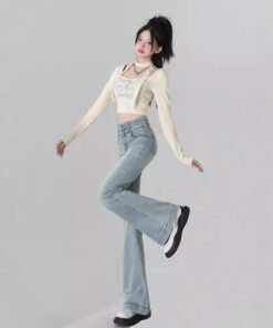 light blue flared jeans for women | 1083 - Image 5
