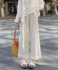 Versatile lace wide-leg pants for women | 1085 - Image 3