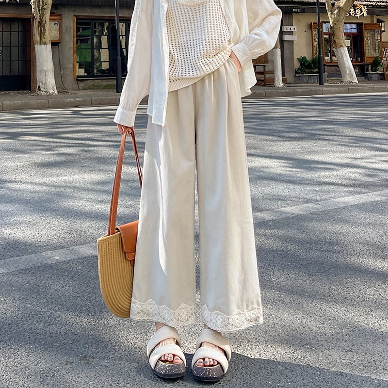 Versatile lace wide-leg pants for women | 1085 - Image 3