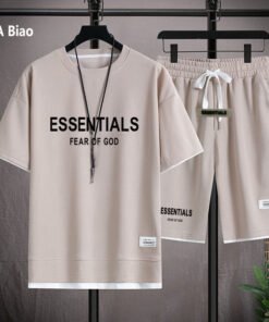 FEAR OF GOD DOUBLE LINE ESSENTIALS WAFFLE T SHORTS TWO-PIECE SET MEN'S SUMMER NEW STYLE WHOLESALE | 1015 - Image 19