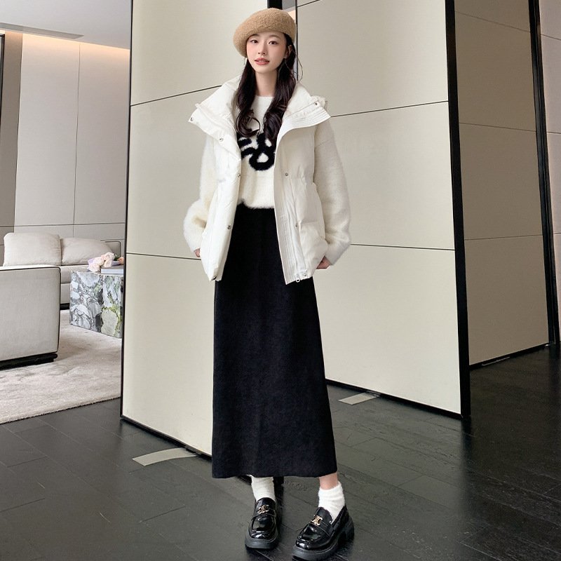 women's autumn and winter thickened knitted hip skirt mid-length back slit lazy style long skirt | 1044 - Image 23