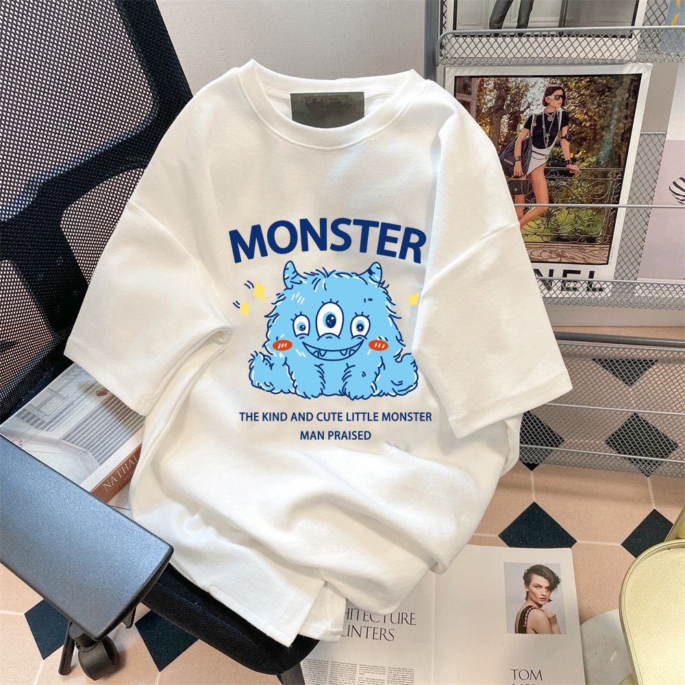 Short-sleeved T-shirt couple covering flesh loose temperament T-shirt | 1053 - Image 15