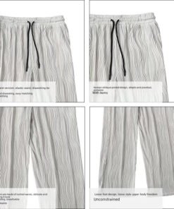 High-end pants men's spring high street ins trend white casual pants | 1056 - Image 5