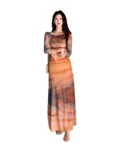 light mature royal sister style all kinds of sexy swing collar dress slim waist long skirt | 1038 - Image 5