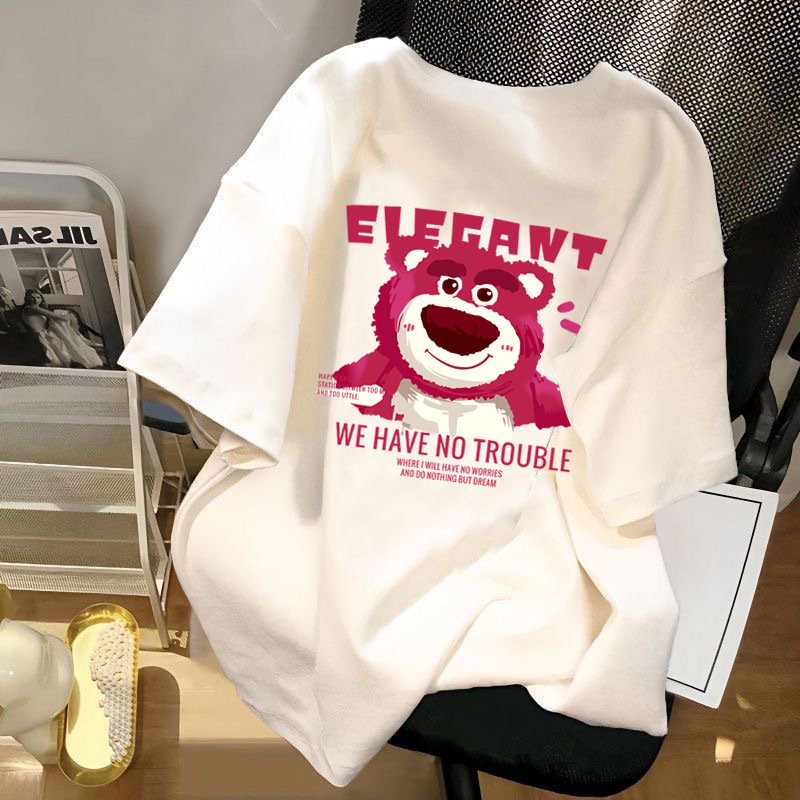 Short-sleeved T-shirt couple covering flesh loose temperament T-shirt | 1053 - Image 44