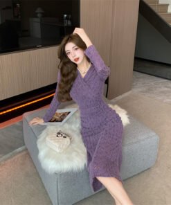 Real Shot Cost-Effective Sexy V-neck Waist-Controlled Slimming Feminine Lace Fishtail Skirt Mid-Length Underwear Dress | 1013 - Image 3