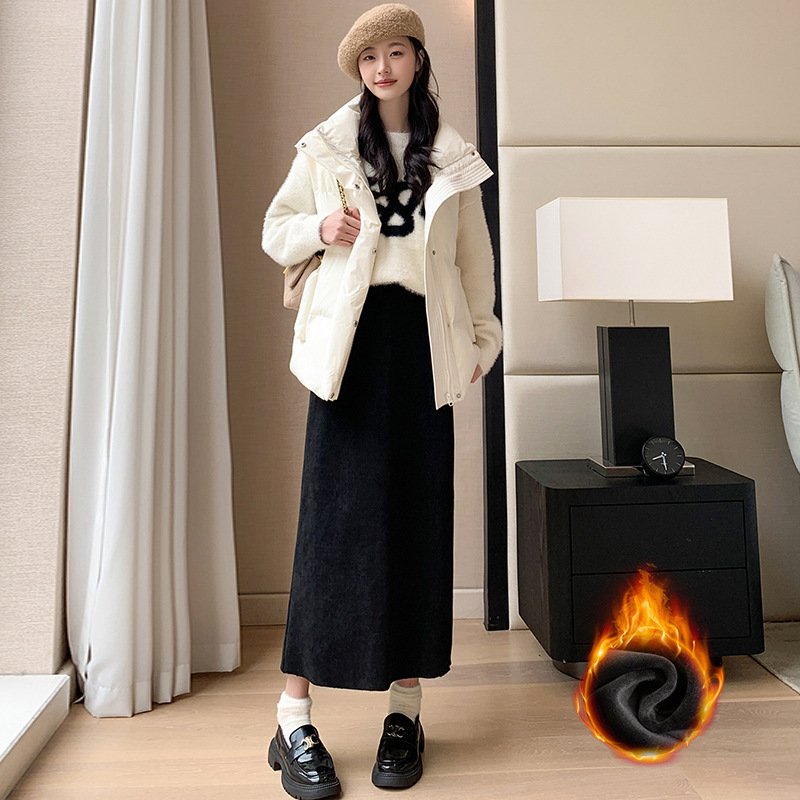women's autumn and winter thickened knitted hip skirt mid-length back slit lazy style long skirt | 1044 - Image 37