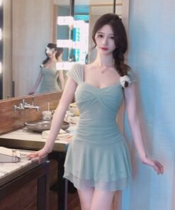 women's low-cut mesh candy-colored ruffled backless slim dress | 1039 - Image 17