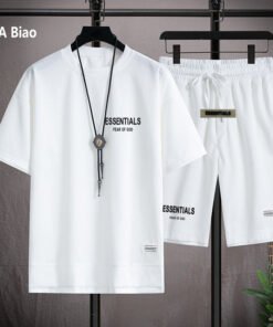FEAR OF GOD DOUBLE LINE ESSENTIALS WAFFLE T SHORTS TWO-PIECE SET MEN'S SUMMER NEW STYLE WHOLESALE | 1015 - Image 47