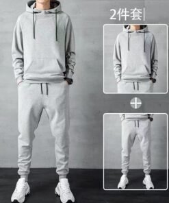 casual sports suit men's loose large size cardigan sweater daily simple zipper suit two-piece trousers | 1024 - Image 11